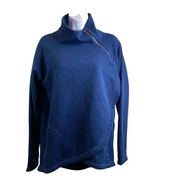 Athleta Women's Stretchy Blue Athleisure Side Zip Long Pullover Top Size S - Picture 1 of 12